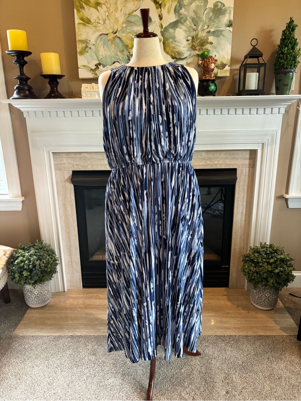 * NEW* Lane Bryant Cool Maxi Dress Stretch Fabric Button Neck - Size 26/28